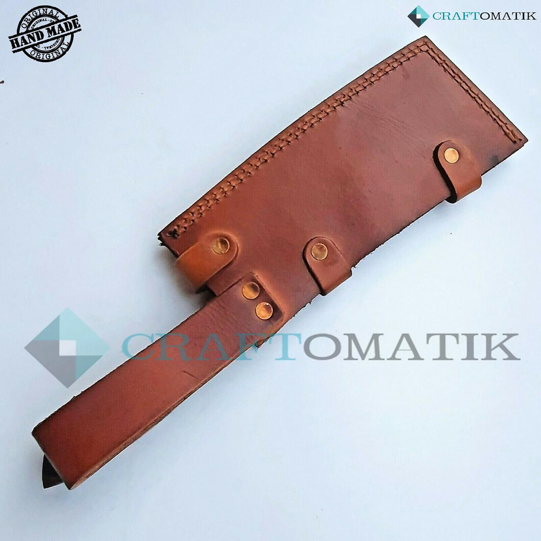 Craftomatik Damast Stahl Hackmesser | Chef Hackbeil Küchenbeil | Metzger Fleischerbeil | Olivenholz