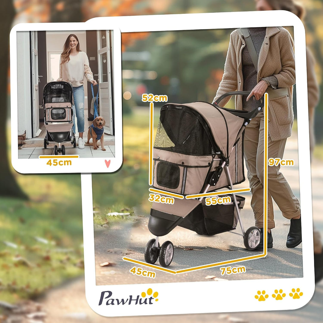 PawHut Hundewagen Hundebuggy Buggy Hunde Katzen Pet Stroller Hunde Buggy Kaffeebraun Kaffeebraun 75L