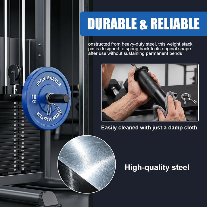 Gym Pin für Zusatzgewicht mit 1 x Spring Clip, Gympin Weight Stack, Gym Pin Extender, Durchmesser 10