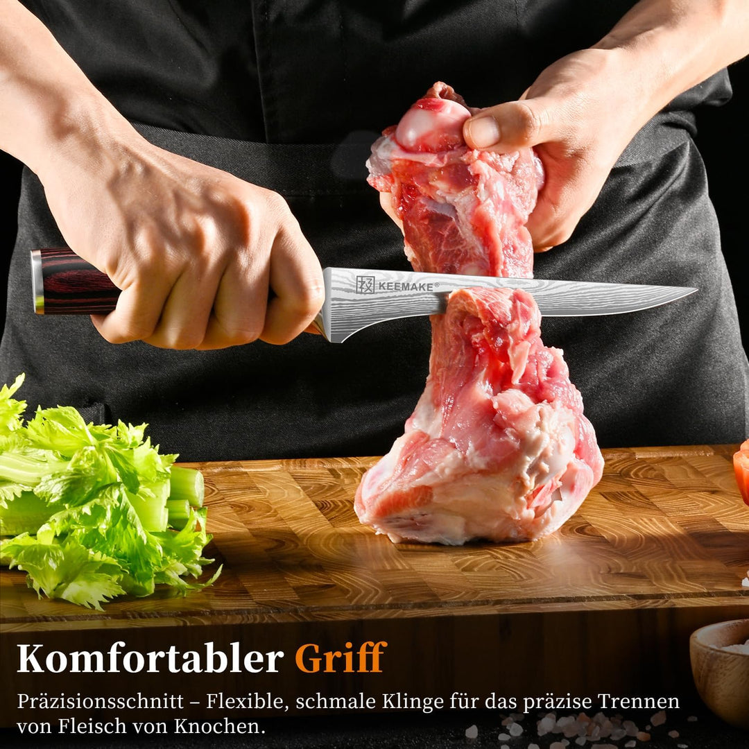 KEEMAKE Küchenmesser Filetiermesser Extrem Scharf, 15cm Profi Fischmesser Ausbeinmesser aus Edelstah