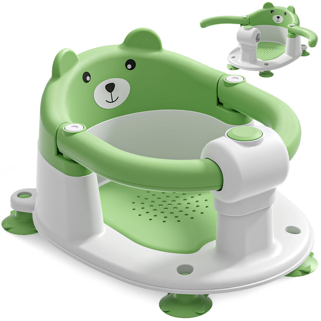 Badewannensitz Baby ab 6 Monate, Bär Rutschfester Badesitz Baby mit 4 Saugnäpfen und Kissen für Klei