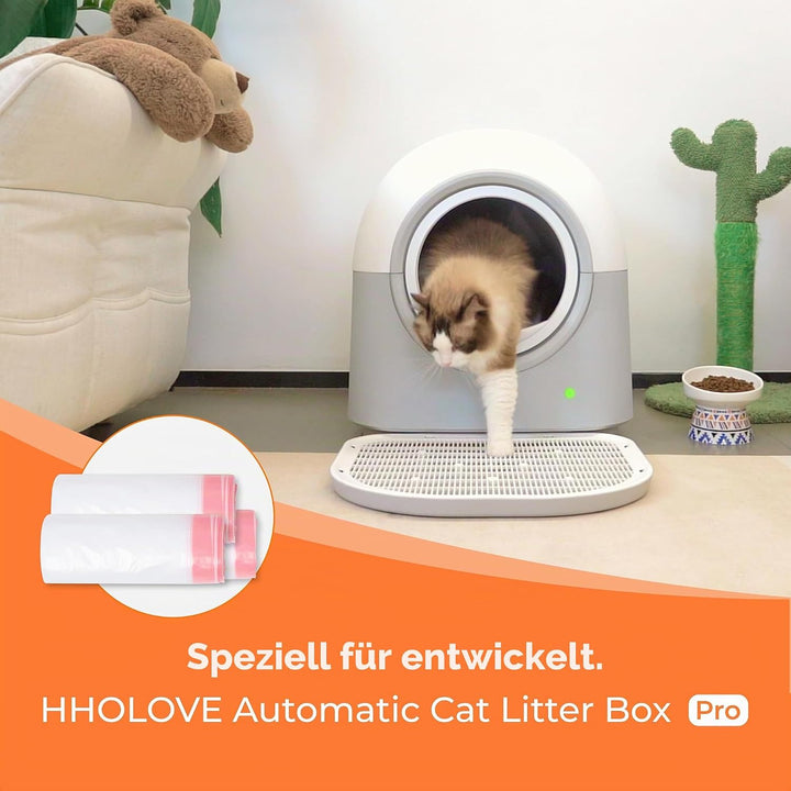 HHOLOVE Selbstreinigende Katzentoilette Müllsack, Katzentoilettenbeutel mit Zugbändern, 3 Rollen, 60