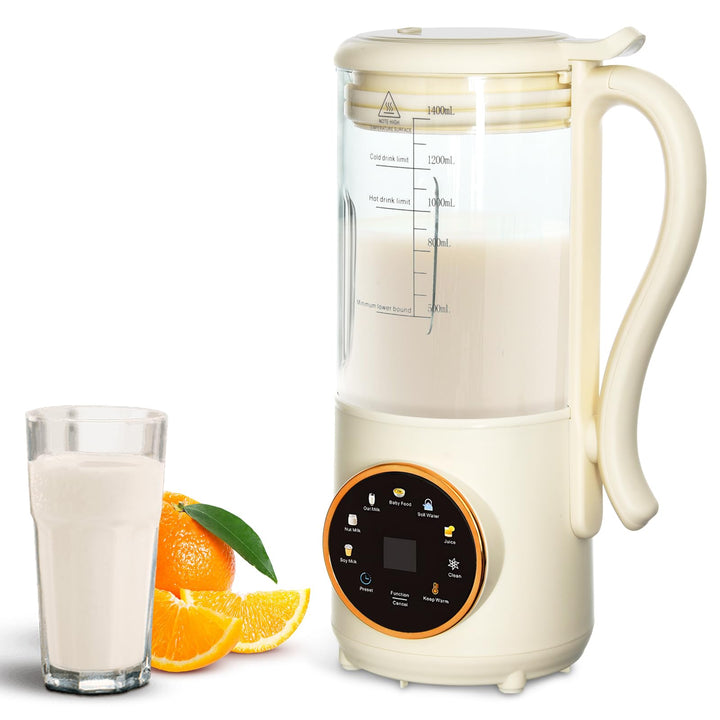 Nussmilchmaschine 1,4L, Automatischer Nussmilchbereiter, mit Startverzögerung, Selbstreinigung, LED-