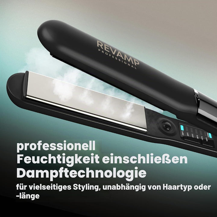 Revamp Progloss Steam Dampfglätteisen, Haarglätter mit Dampffunktion, ultraschnelles Hitzestyling mi