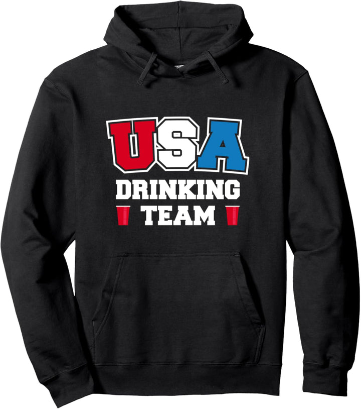 USA Drinking Team Funny Drinking Beer Lover Beer Pong Gift Pullover Hoodie