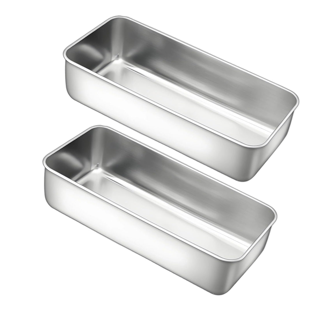 33cm Kastenform Gross, 2er-Set Edelstahl Rechteckig Brotbackform, Kastenform Kuchen, Brotformen zum