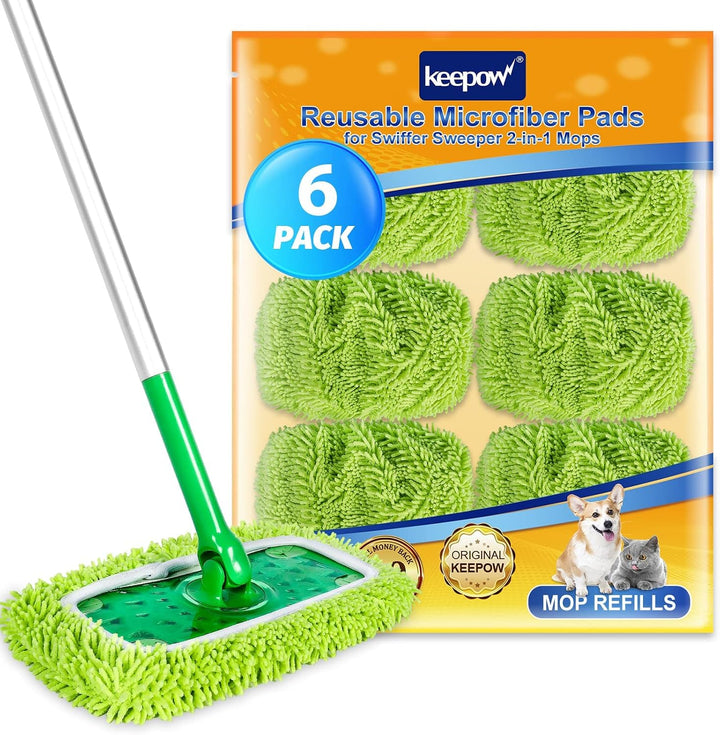 KEEPOW Wiederverwendbare Bodentücher für Swiffer Bodenwischer, Absorbierende Mikrofaser für Swiffer