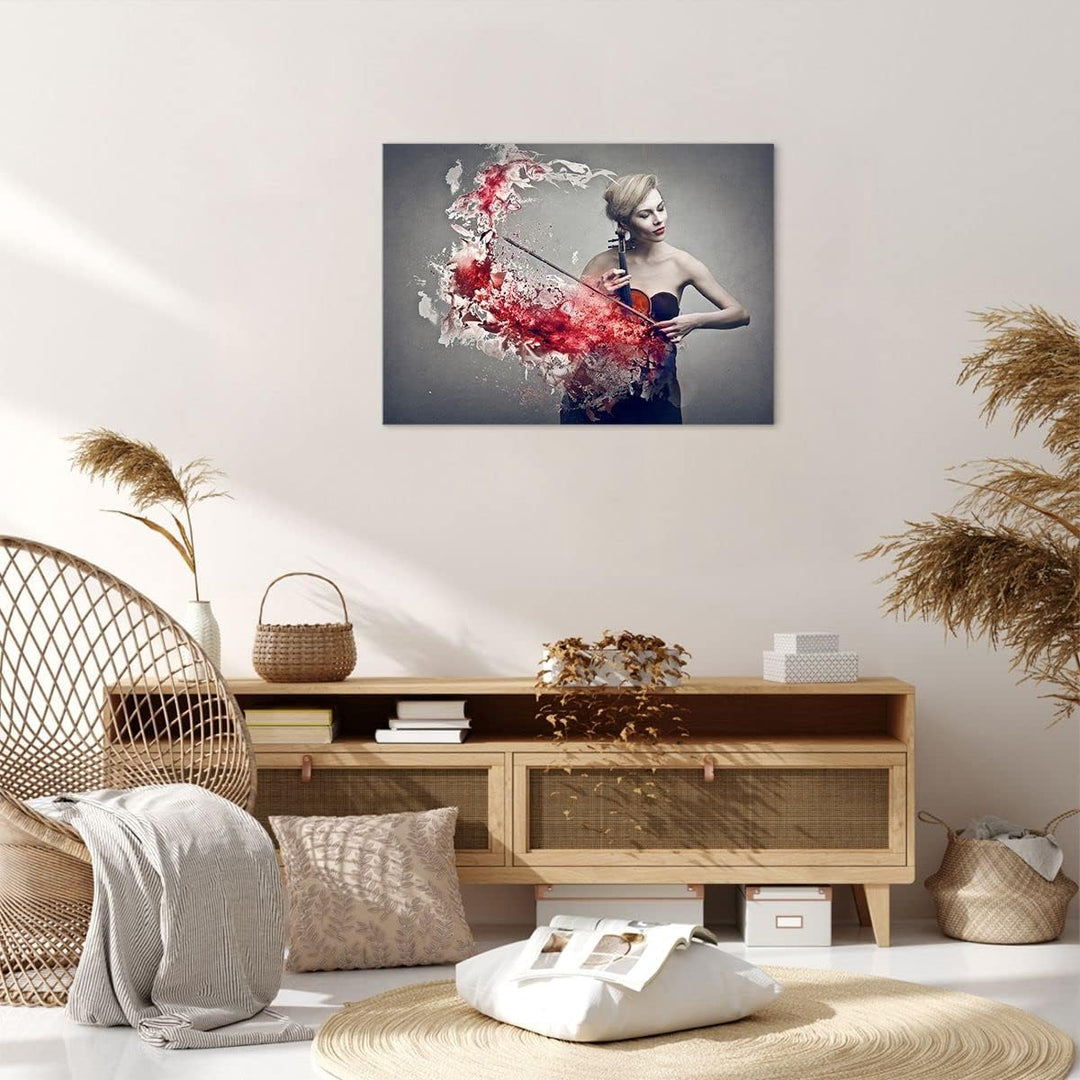 Bilder auf Leinwand Frau Violine Musik Instrument Leinwandbild 70x50cm Wandbilder Dekoration Wohnzim
