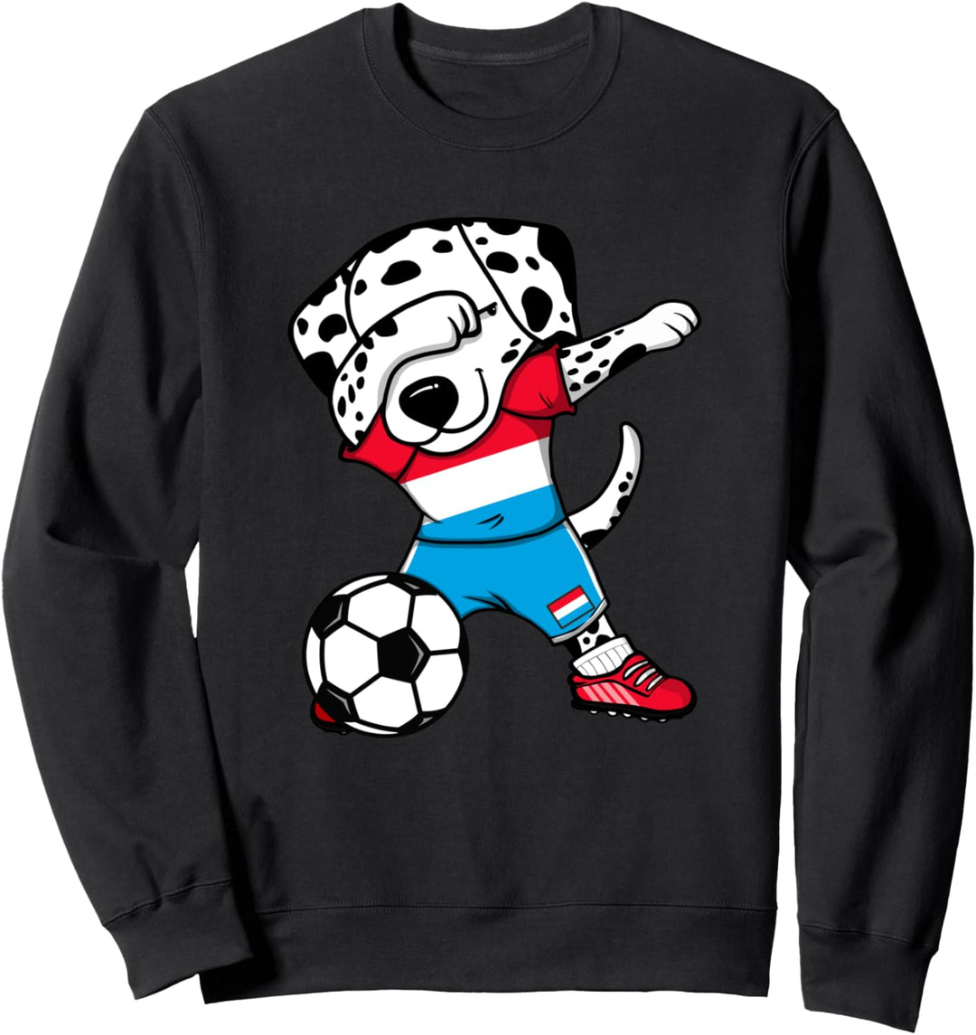 Dabbing Dalmatiner Hund Luxemburg Fussball Luxemburg Flagge Sweatshirt