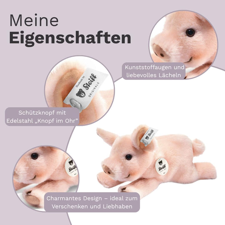 Steiff 280016 Sissi 22 liegend Tiere Schwein, ROSA, 22 cm