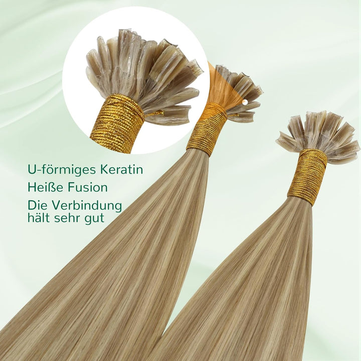 Easyouth Echthaar Bondings Extensions Highlight Blond Extensions Echthaar Bonding Aschblond Mittelbl