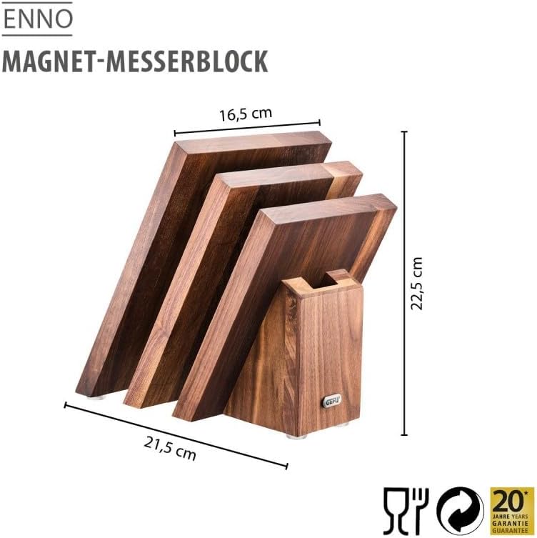 GEFU Magnet-Messerblock ENNO gefächert | Edler Messerhalter aus Walnussholz für bis zu 6 Messer | St