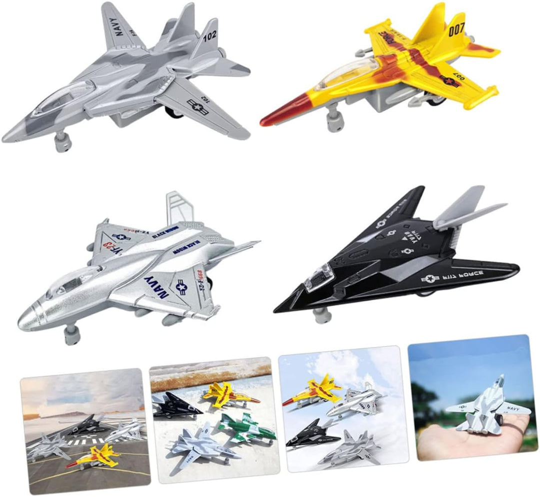 4stücke Trägheitsflugzeug-Spielzeug Kleine Flugzeug-Modelle Reibungsangetriebene Flugzeug-spielzeuge