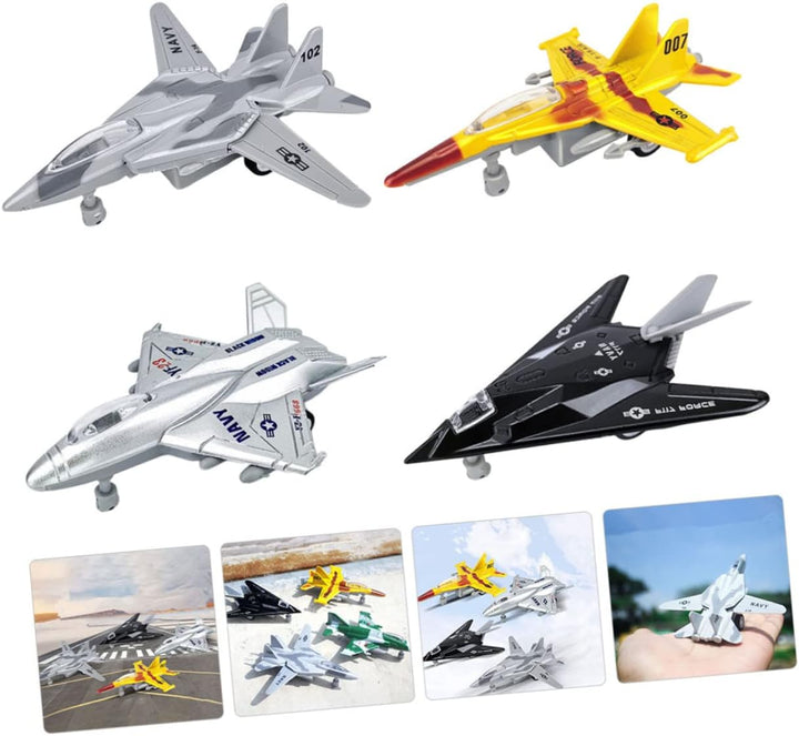 4stücke Trägheitsflugzeug-Spielzeug Kleine Flugzeug-Modelle Reibungsangetriebene Flugzeug-spielzeuge