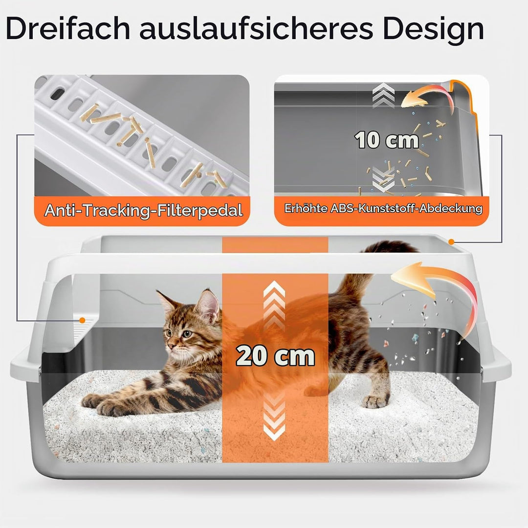 Edelstahl-Katzentoilette für kleine Katzen, geruchsfreie Metall-Katzentoilette mit hohem Seitendecke