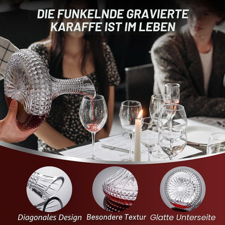 Paysky Dicker Weindekanter mit Geschenk-Box, Kristallglas, gravierter Dekanter, elegantes Geschenk u