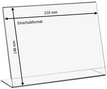 10 Stück DIN A5 (148x210mm) L-Ständer/Werbeaufsteller im Querformat aus Acrylglas -