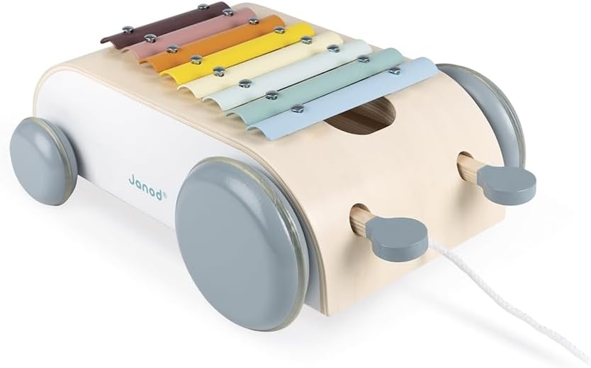 Janod - Xylo Roller aus Holz - Sweet Cocoon Kollektion - Musikalisches Kleinkindspielzeug Farbe auf