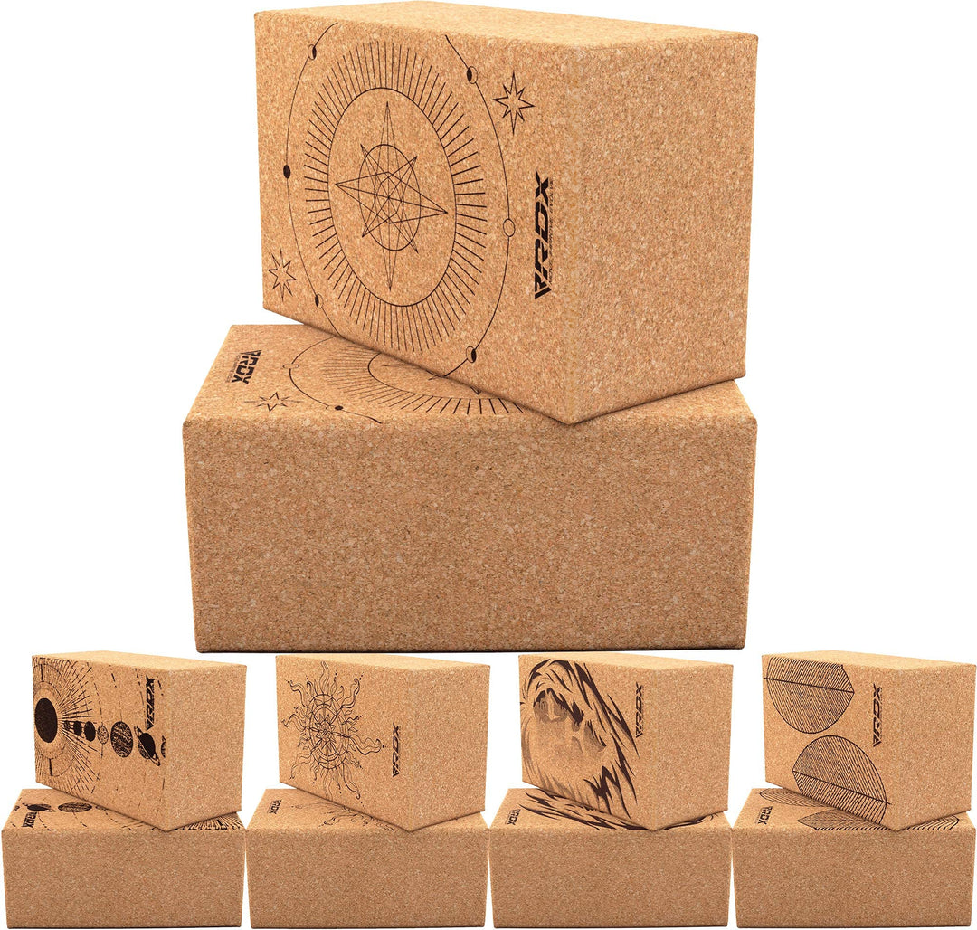 RDX Yoga Cork Block Set, High Density Eva Schaumstoff Rutschfester Blöcke, Leichtes Yogaklotz für Kö