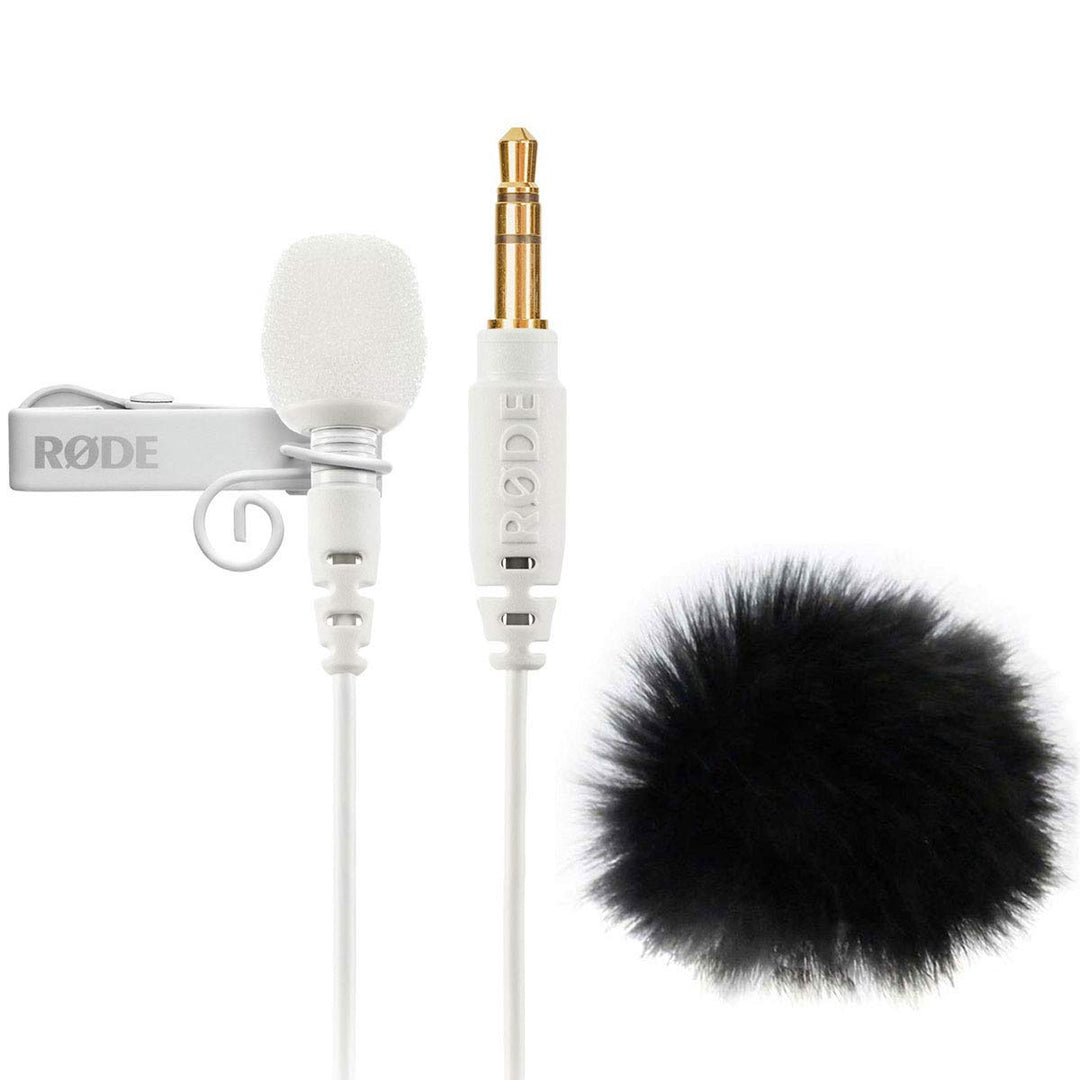 Rode Lavalier GO Weiss Ansteckmikrofon + keepdrum Fell-Windschutz WS05, Weiss
