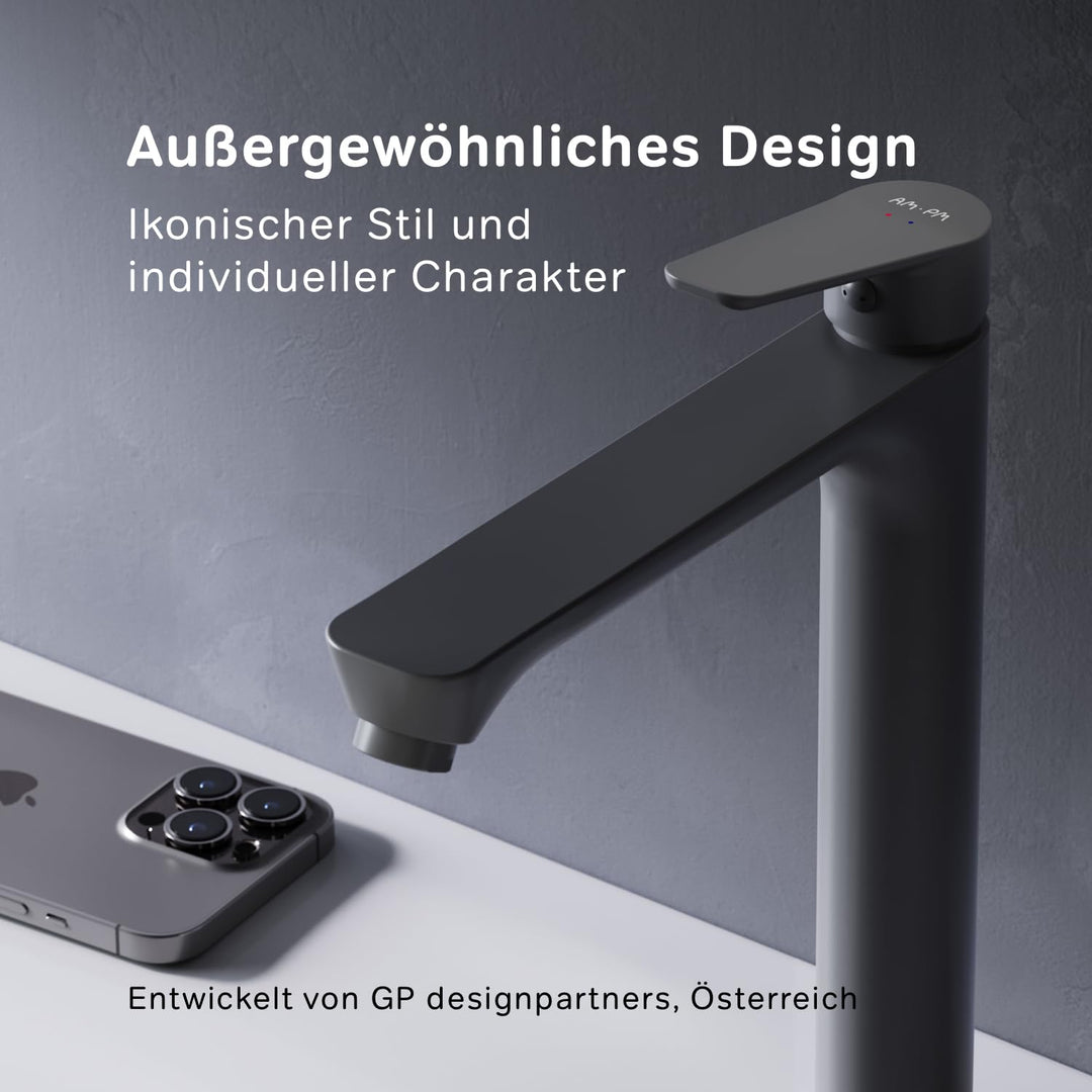 AM.PM Waschtischarmatur mit Klick-Ablaufgarnitur, Wasserhahn Bad mit Auslauf Höhe 193mm, SoftMotion