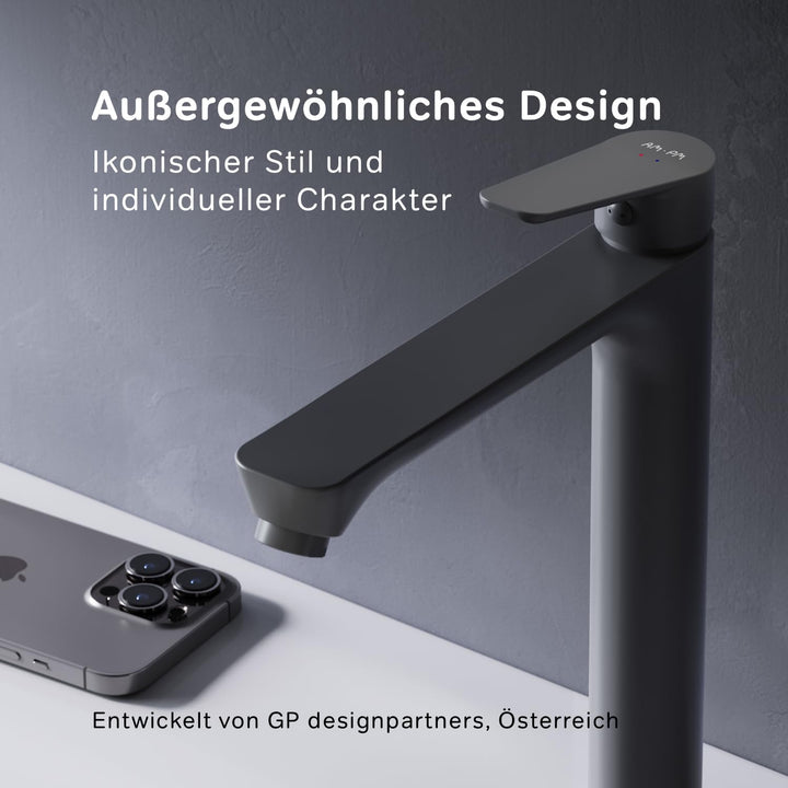 AM.PM Waschtischarmatur mit Klick-Ablaufgarnitur, Wasserhahn Bad mit Auslauf Höhe 193mm, SoftMotion