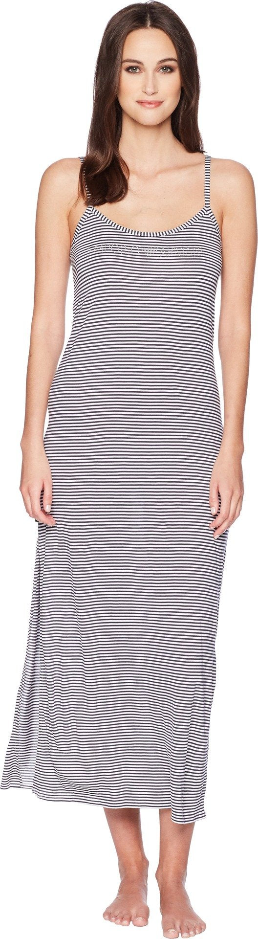 Emporio Armani Woman Nachthemd lang Loungewear Night Dress Schmucklogo S White-Night Blue (32510)