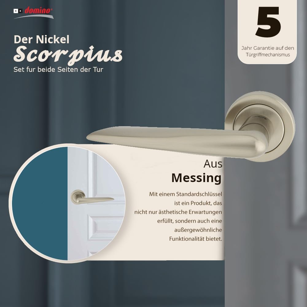 domino Türgriff Drückergarnitur | Türklinke für Zimmertür, Bürotür, Kellertür & Innentür | Türbeschl
