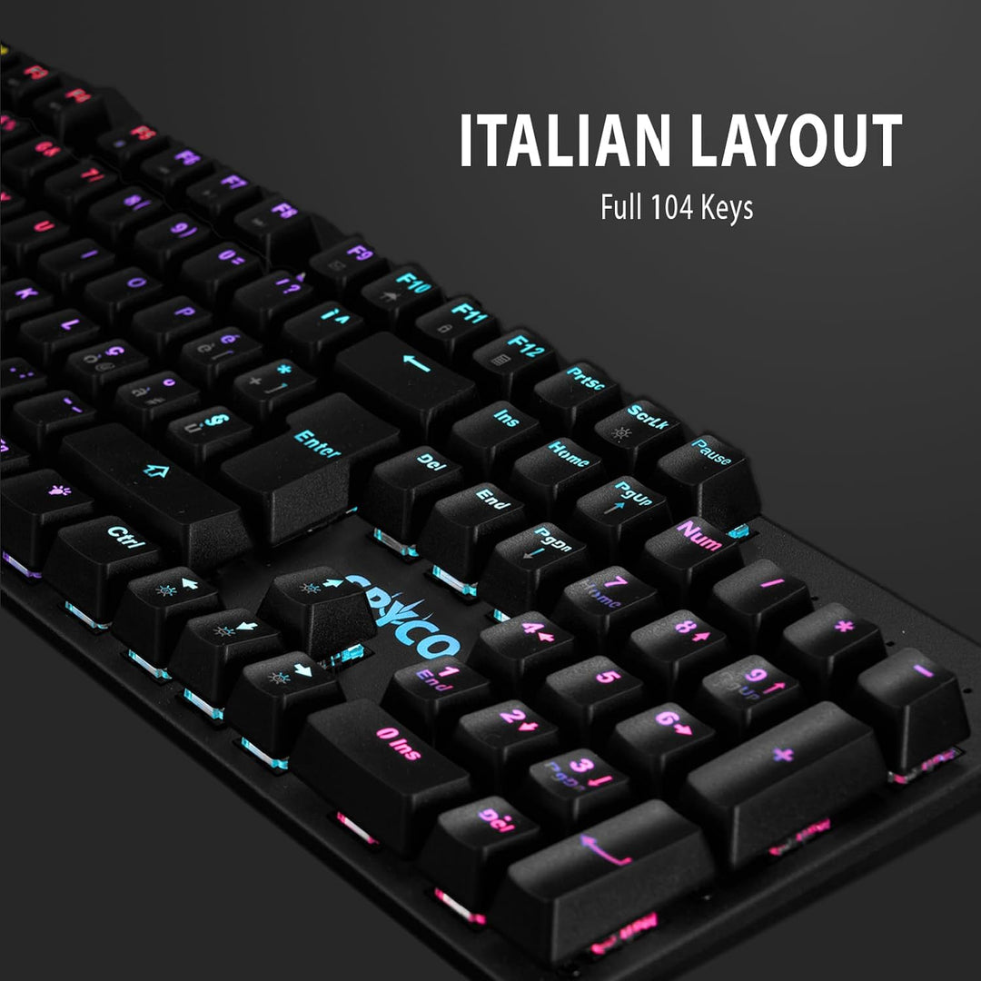 SPYCO Challenge KE-111, Mechanisce Gaming-Tastatur, italienisches Layout, einstellbare LED- Hintergr