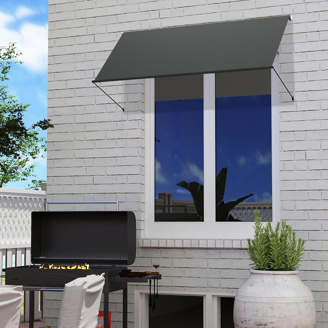 UISEBRT Fallarmmarkise Fenstermarkise einziehbar 235x145 cm, Balkonmarkise mit Kordel und Aluminium