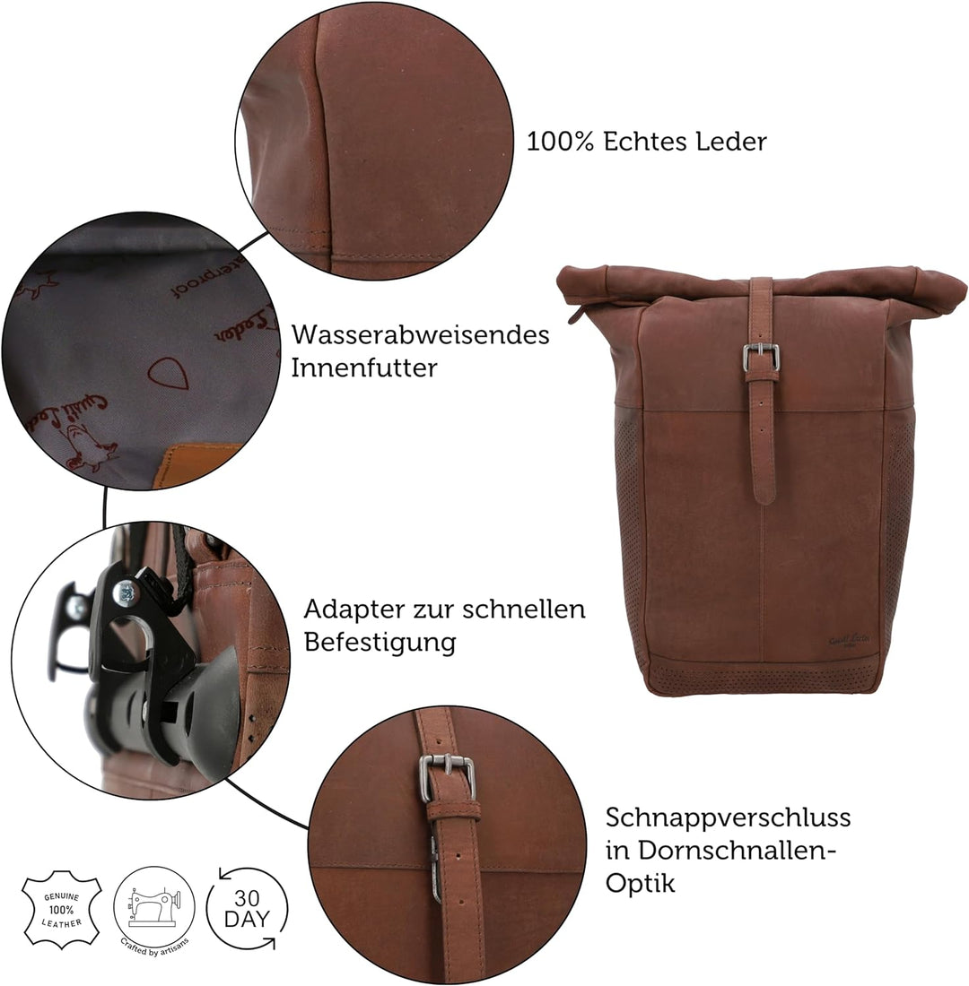 Gusti Gepäckträgertasche Leder - Amets T. Packtasche mit Schultergurt Fahrradtasche Umhängetasche gr