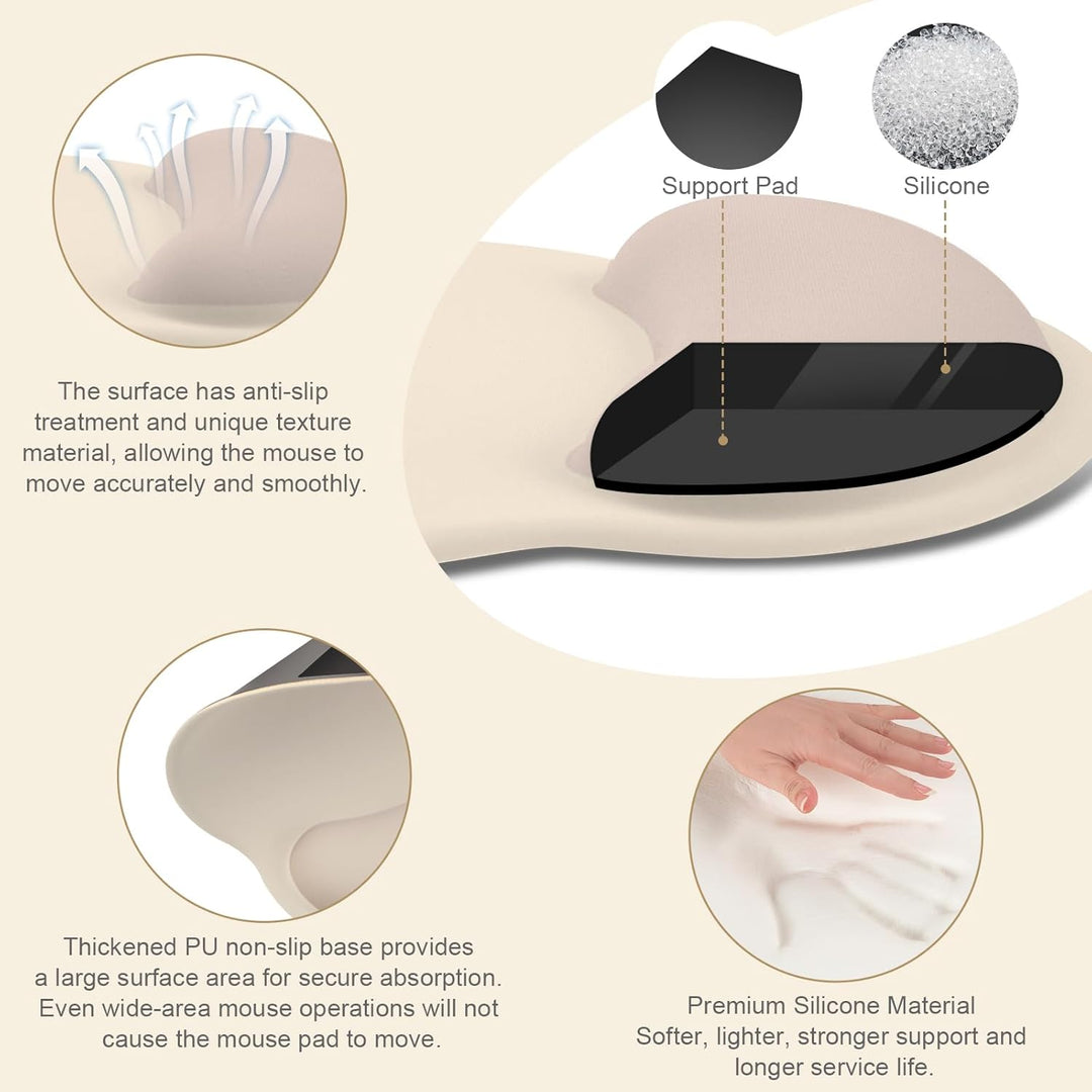 MOSISO Handgelenkstütze für Mauspad&Tastatur Set, Ergonomisch Kreisförmig Mauspad&Untersetzer rutsch