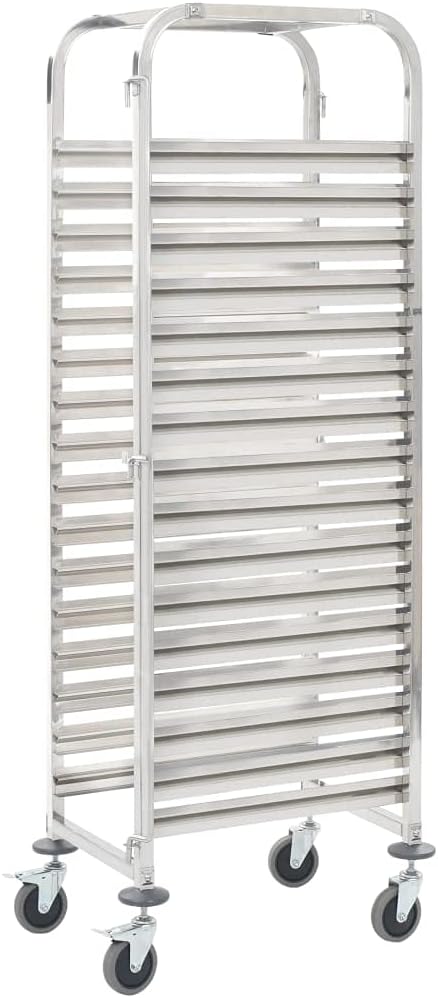 GuyAna Tablettwagen für 16 Tabletts 38x55x163 cm Edelstahl Tablettwagen Mit Rollen Servierwagen Auf