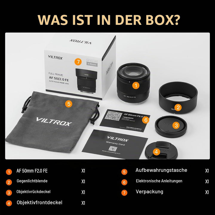 VILTROX 50mm F2.0 Full Frame Autofokus Objektive für Sony E Mount Kamera Objektive Camera Lenses FE