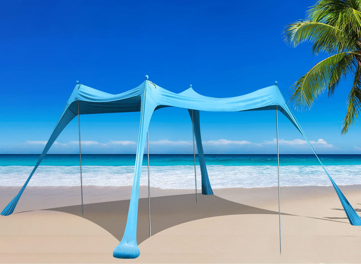 Familien-Strandzelt, Baldachin, Sonnenschutz, Pop-Up-Strandzelt, Sonnenschutz, Stabilität, 4 Stangen