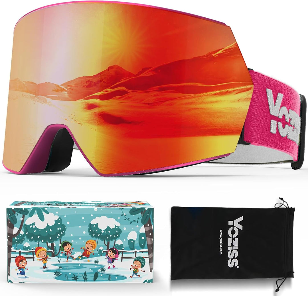 YOZISS Unisex Skibrille für Herren und Damen Jungen,OTG Snowboardbrille UV400 Schutz Skibrille für B
