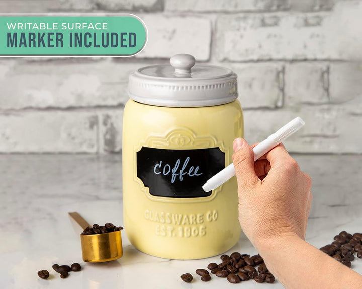 Comfify Keramik-Küchentablettset - 3 dekorative Ablagetabletts mit luftdichtem Deckel für Kaffee, Zu