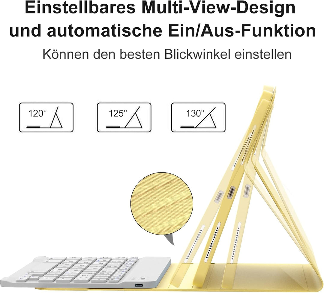 IVEOPPE Hülle mit Tastatur für iPad A16 11 Generation 2025/10 Generation 2022, Bluetooth Magnetische