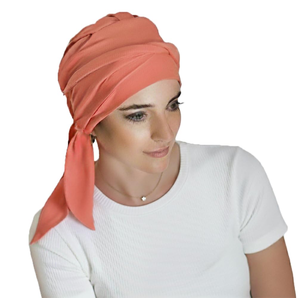 CAREBELL - Smooth - Bambus-Beanie für Chemotherapie und Alopezie mit Bändern (Koralle)