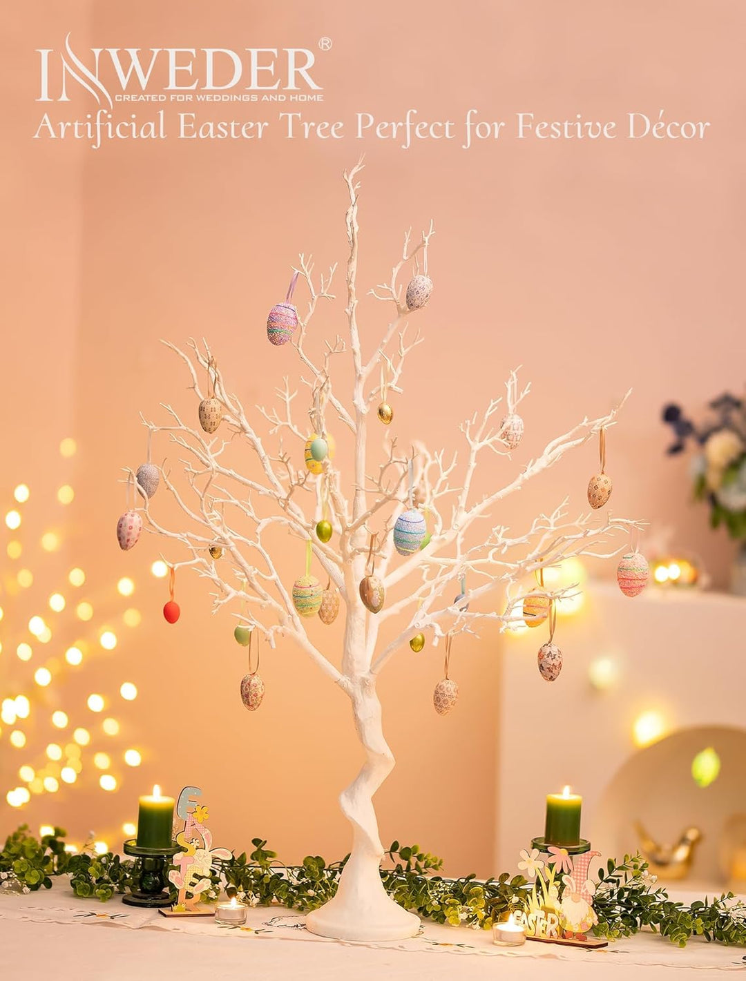 Inweder Weisser Künstlicher Baum Zweigbaum - 105cm Hoch Weihnachtsbaum für Tischdekoration Baum Anze