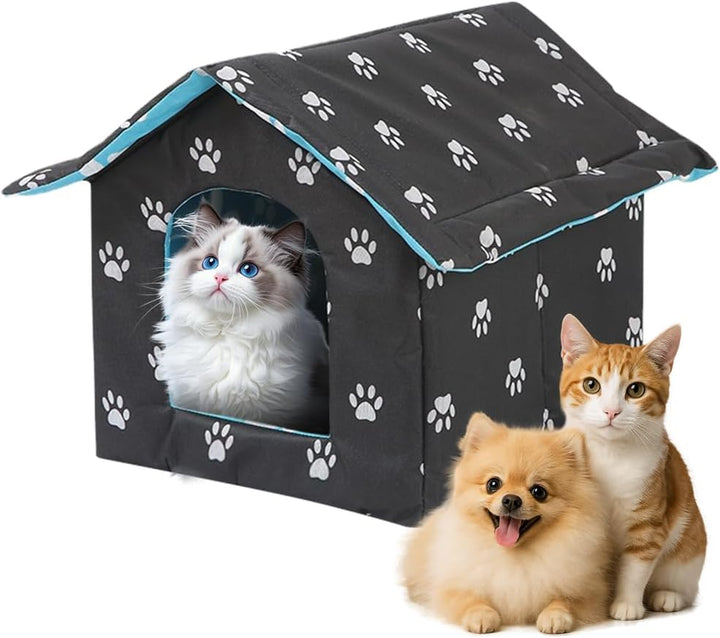 Katzenhaus Outdoor Winterfest, 35x33x30CM Wetterfest Katzenhaus für Draussen Gross mit Abnehmbarem W