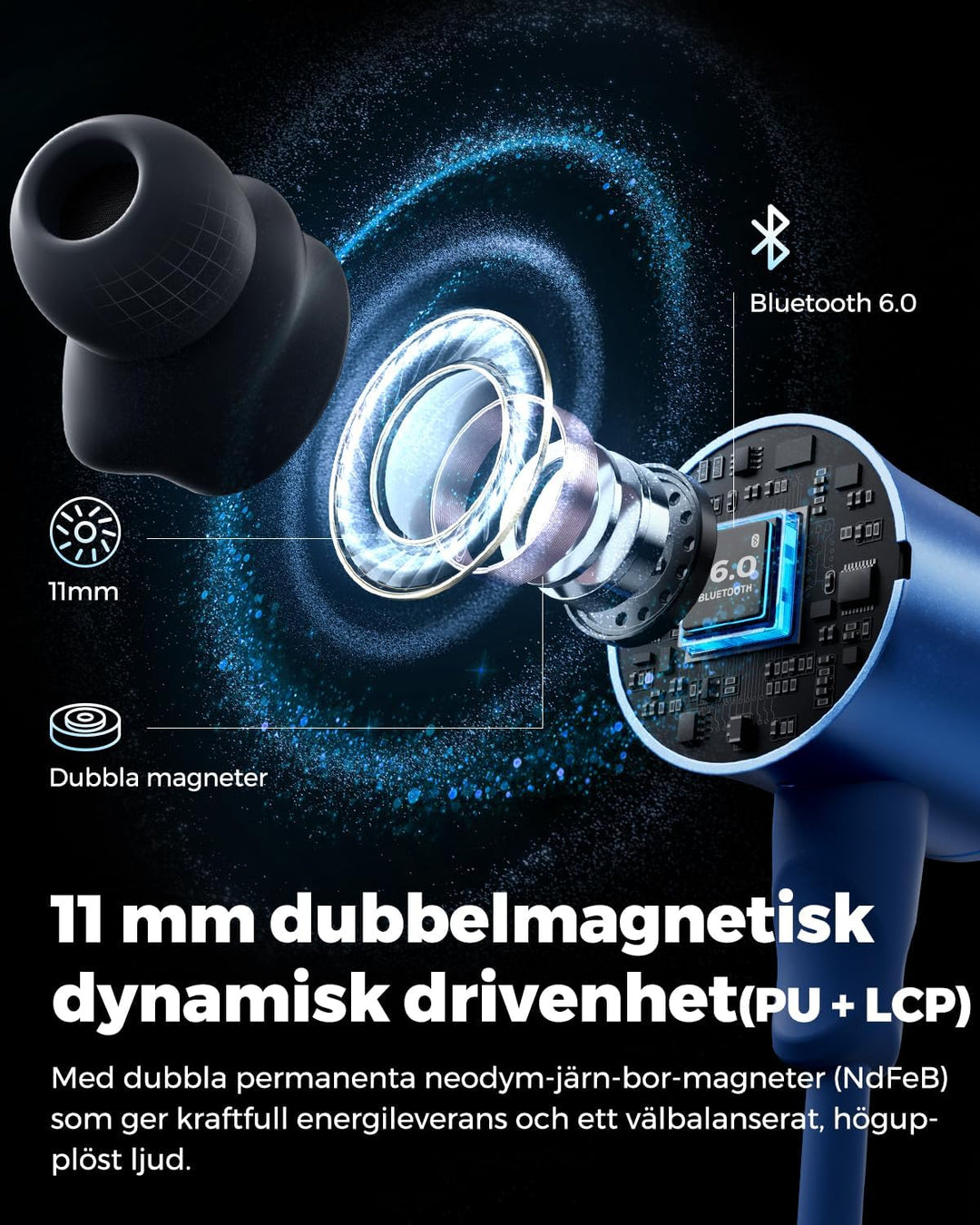 SoundPEATS Q40HD In-Ear Sport-Kopfhörer mit Nackenband, Bluetooth 6.0, LDAC Hi-Res Audio, Dynamische