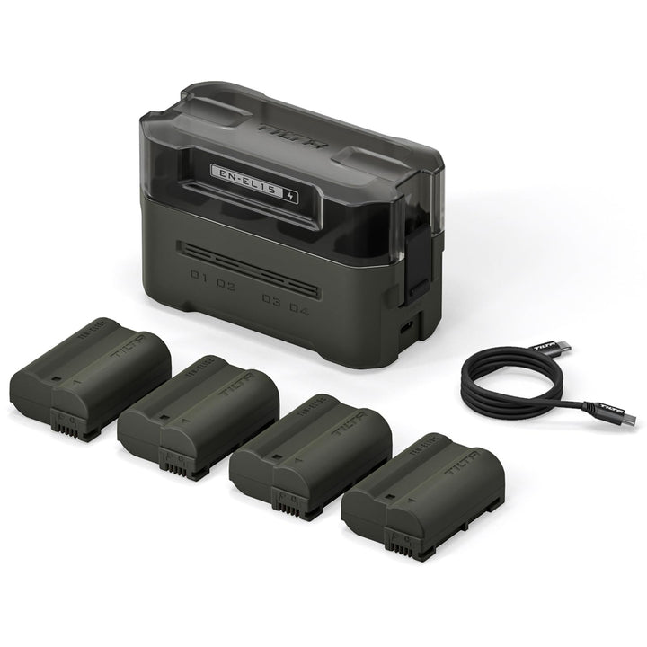 EN-EL15C Ersatzakku- und Ladegeräteset, 4er-Pack 2400-mAh-Akkus und Vierkanal-USB-C-PD-Schnellladege