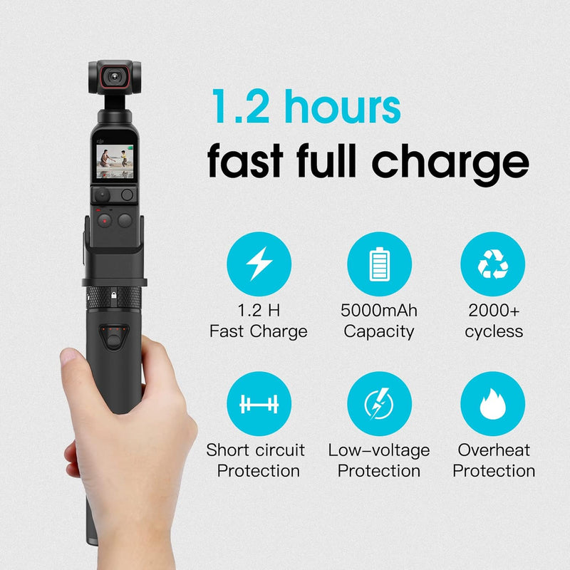 Smatree 2022 Powerbank mit Dreibeintativ Kompatibel mit DJI Osmo Pocket 2/ DJI Osmo Pocket 1, 5000mA