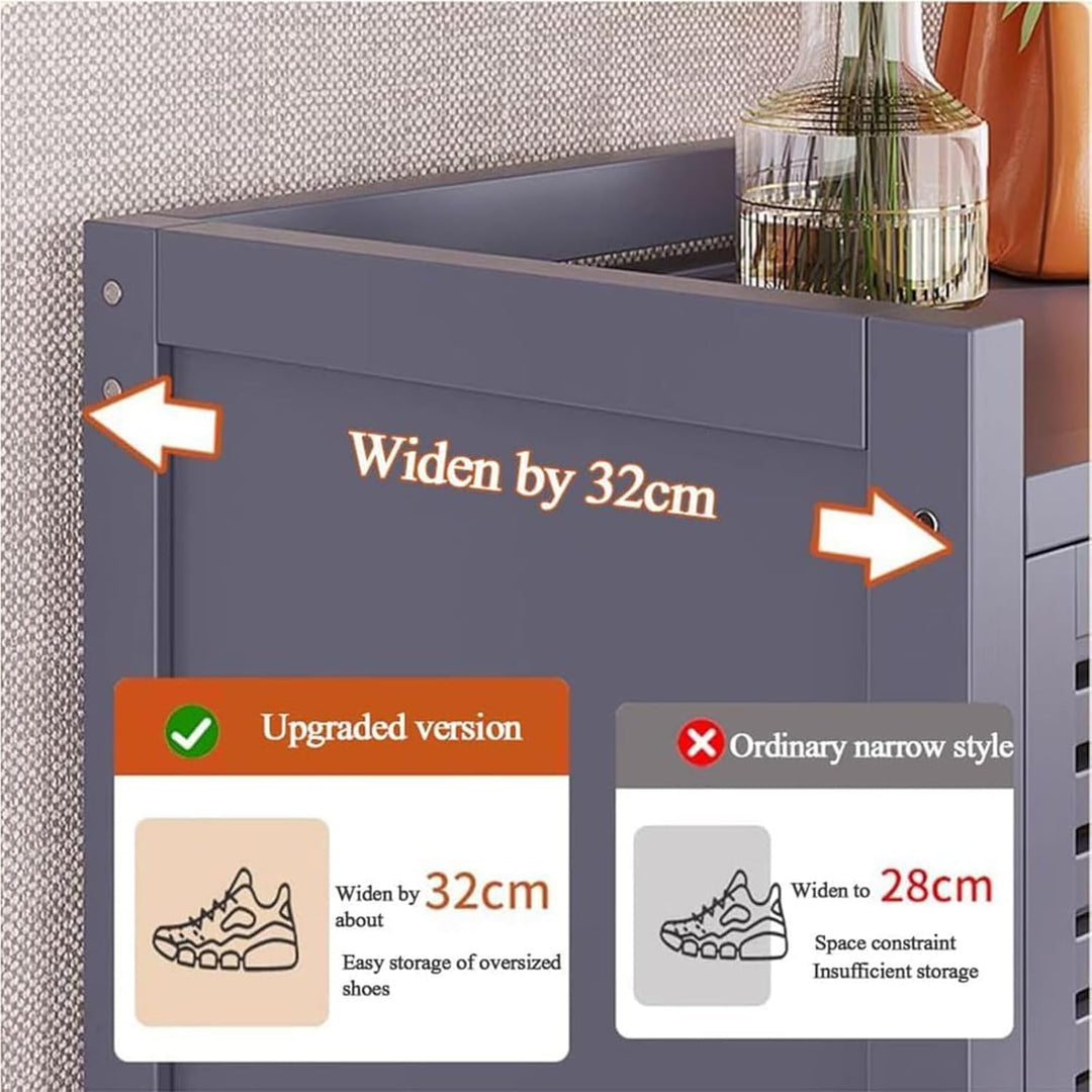 Generisch Schuhschrank Holz mit Korbgeflecht-Türen Moderner Bambus Schuhschränke Schuhschrank Schmal