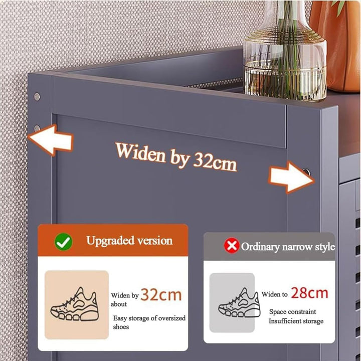 Generisch Schuhschrank Holz mit Korbgeflecht-Türen Moderner Bambus Schuhschränke Schuhschrank Schmal