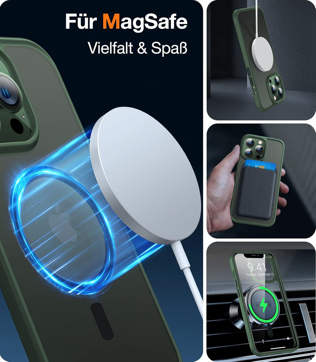 TORRAS [Upgrade Magnetisch für iPhone 13 Pro Hülle für MagSafe [Militärschutz] (TOP Adsorption) Schu