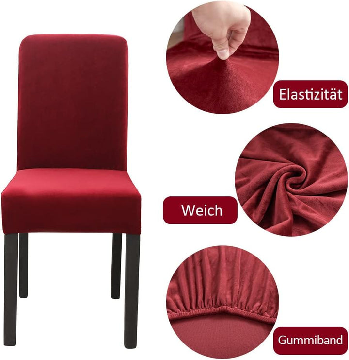 Stuhlhussen 4er Set Stuhlbezug Weihnachten Elastische Waschbar Spannbezug für Esszimmerstühle Schwin
