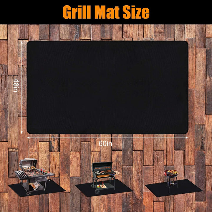 THMINS 152X122CM Extra Large Grill Mat for Outdoor Grill - Fireproof Deck and Patio Protector, Water