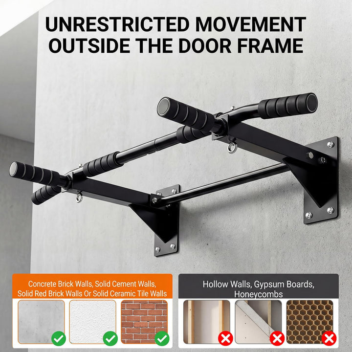 Klimmzugstange Wand, Profi Multigriff Pull-Up Stange für Boxtraining AB-Bügel hochziehen, Edelstahl